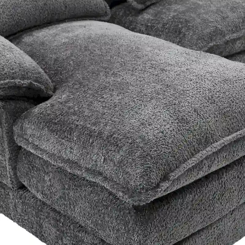 Canapé modulable en U moderne gris, grand, avec coussins amovibles et coussins décoratifs