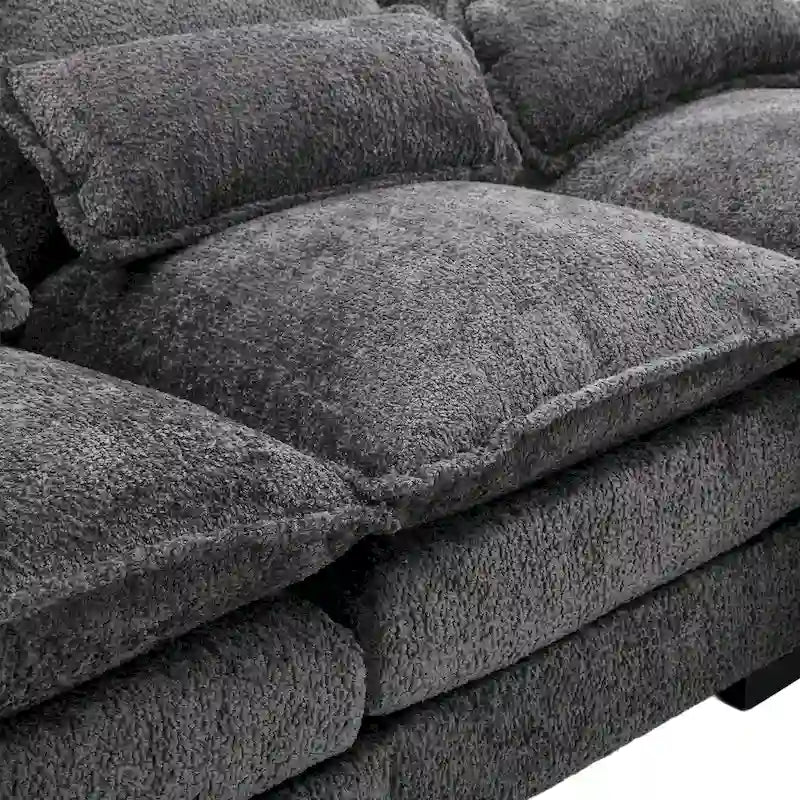 Canapé modulable en U moderne gris, grand, avec coussins amovibles et coussins décoratifs