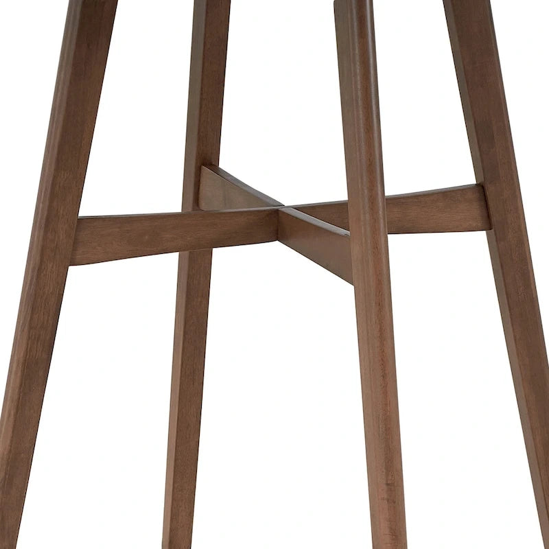 Table de bar ronde moderne de 31,5 po avec pieds en bois massif et barre transversale renforcée, convient pour bar, café, cuisine, salon