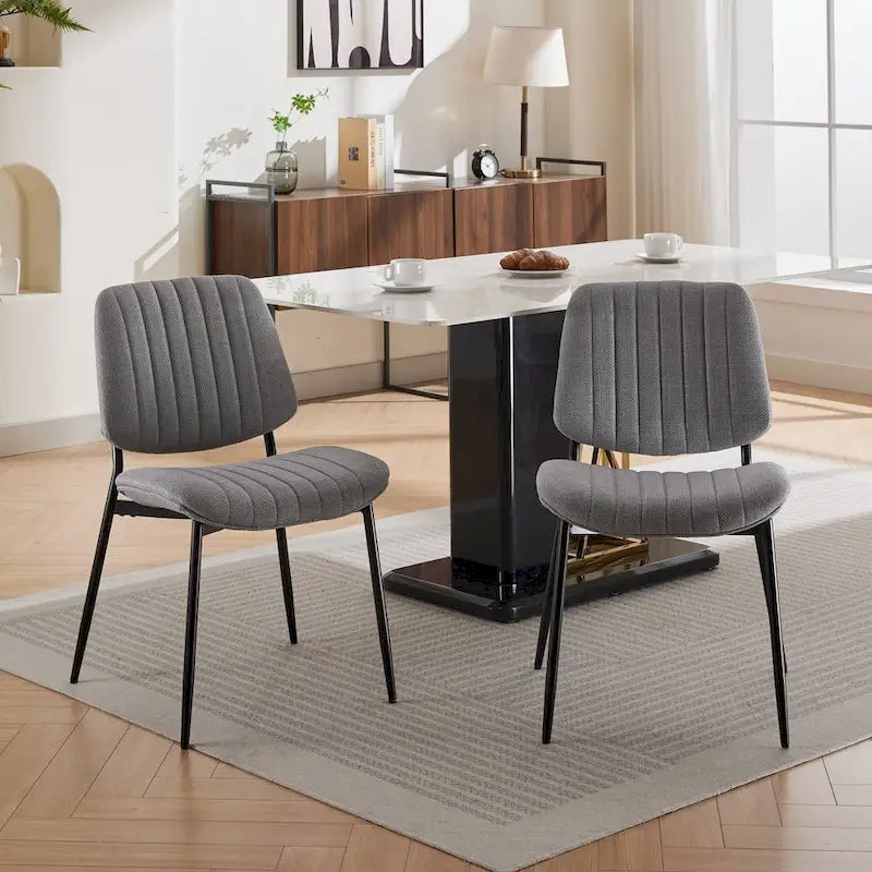 Chaises de salle à manger modernes sans accoudoirs, rembourrées, avec pieds en métal