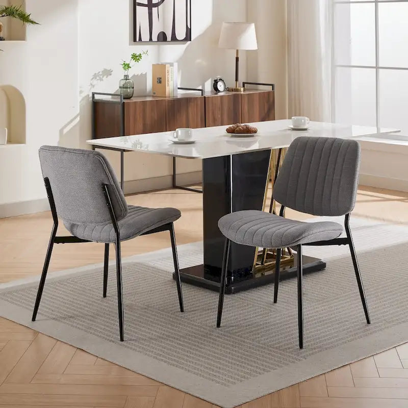 Chaises de salle à manger modernes sans accoudoirs, rembourrées, avec pieds en métal