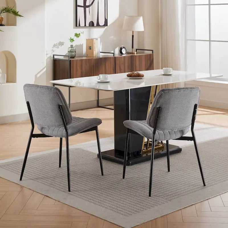 Chaises de salle à manger modernes sans accoudoirs, rembourrées, avec pieds en métal