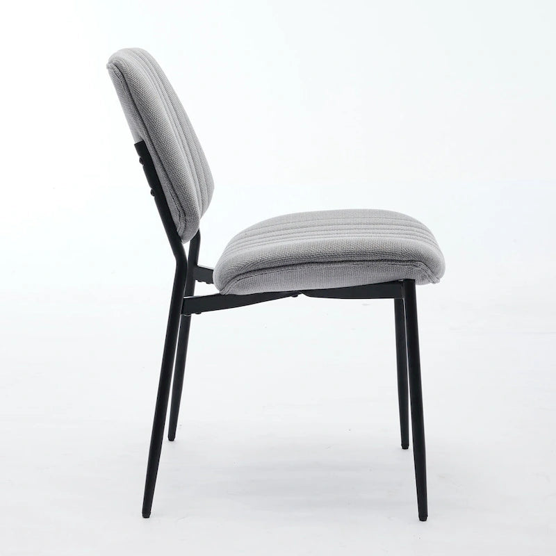 Chaises de salle à manger modernes sans accoudoirs, rembourrées, avec pieds en métal