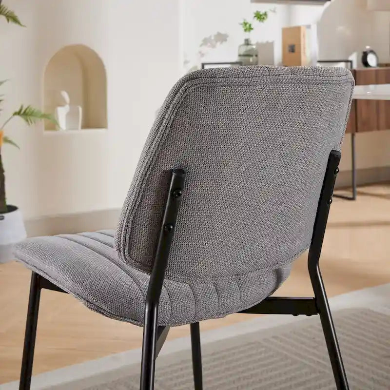Chaises de salle à manger modernes sans accoudoirs, rembourrées, avec pieds en métal