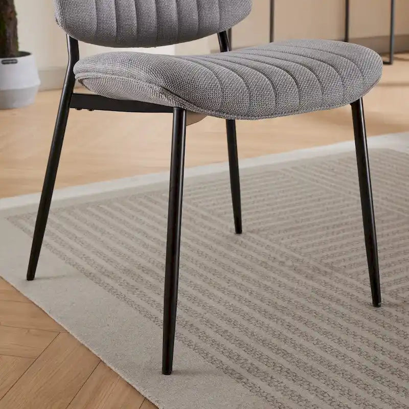 Chaises de salle à manger modernes sans accoudoirs, rembourrées, avec pieds en métal
