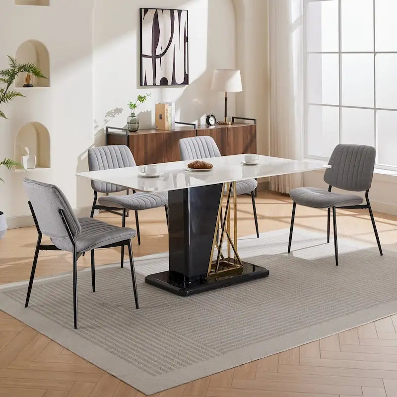Chaises de salle à manger modernes sans accoudoirs, rembourrées, avec pieds en métal