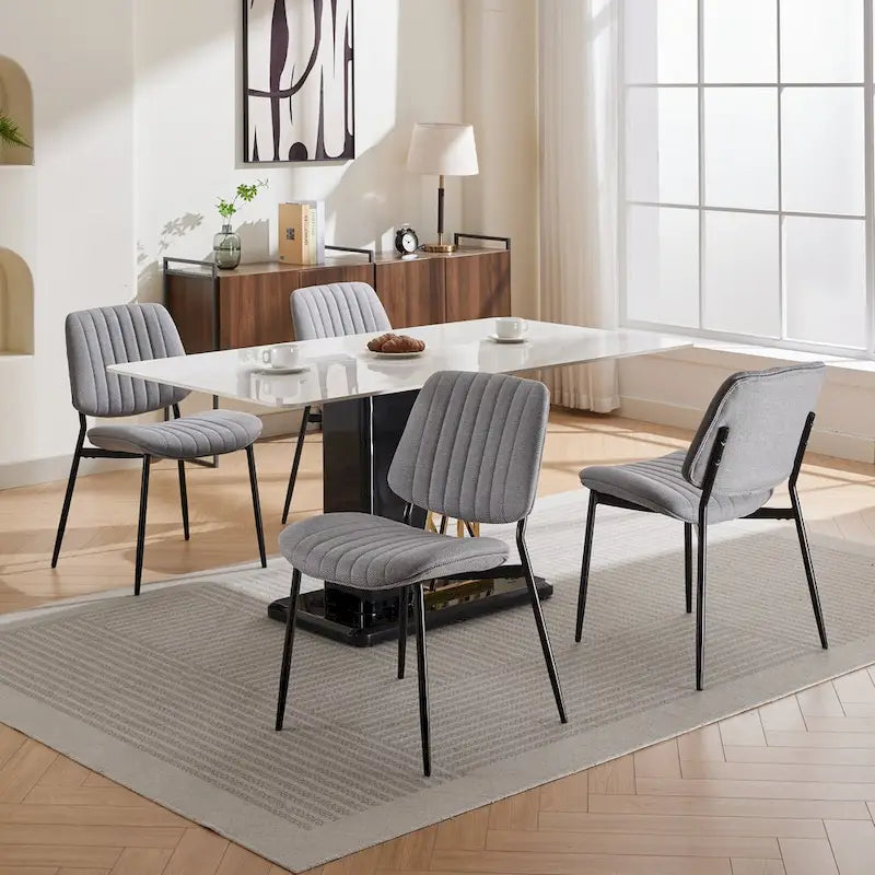 Chaises de salle à manger modernes sans accoudoirs, rembourrées, avec pieds en métal