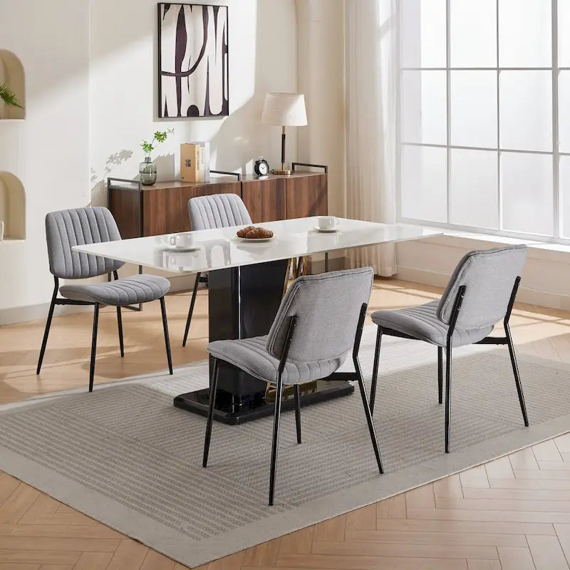 Chaises de salle à manger modernes sans accoudoirs, rembourrées, avec pieds en métal