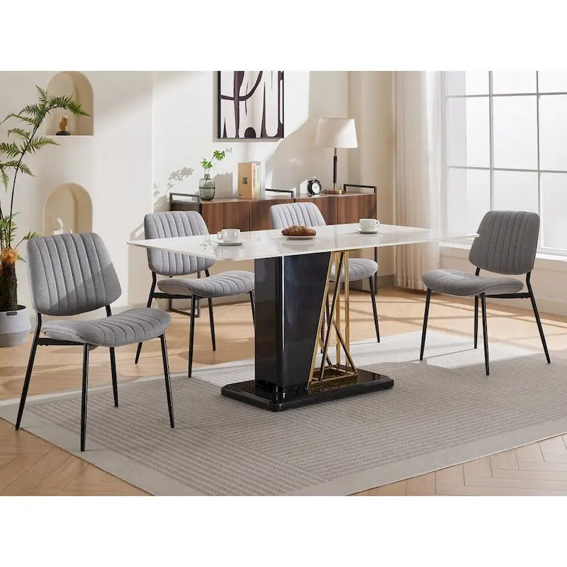 Chaises de salle à manger modernes sans accoudoirs, rembourrées, avec pieds en métal