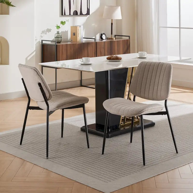 Chaises de salle à manger modernes sans accoudoirs, rembourrées, avec pieds en métal