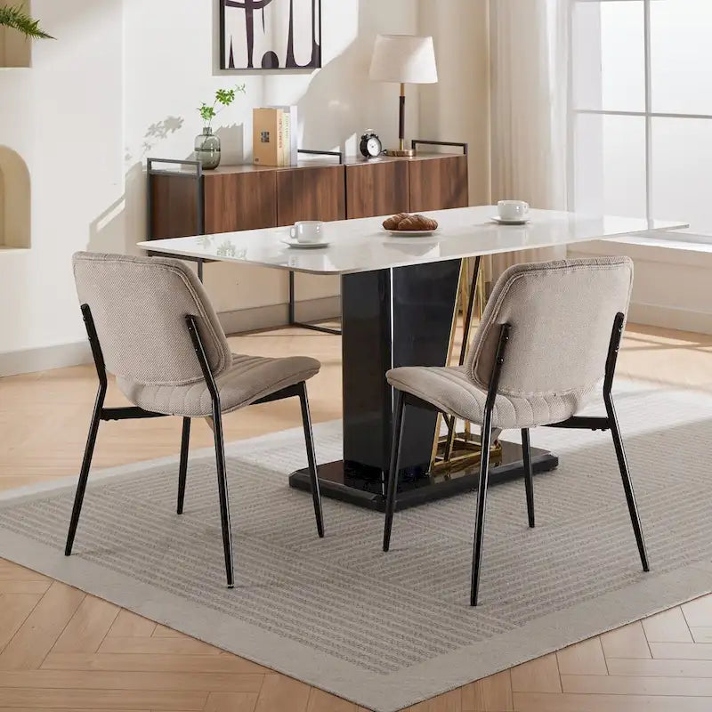 Chaises de salle à manger modernes sans accoudoirs, rembourrées, avec pieds en métal