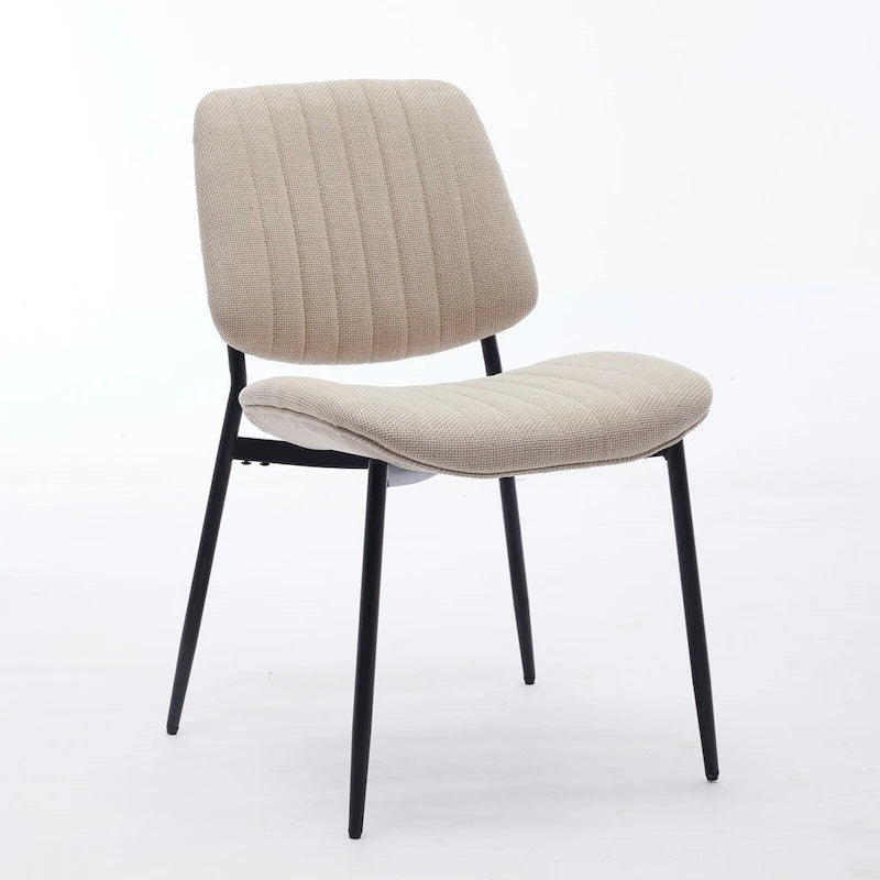 Chaises de salle à manger modernes sans accoudoirs, rembourrées, avec pieds en métal