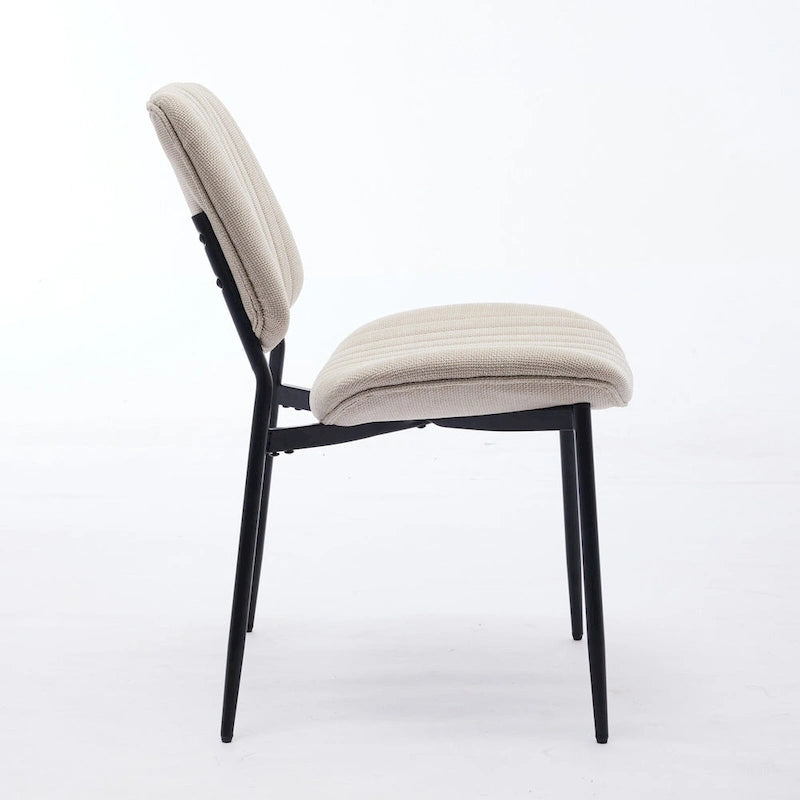 Chaises de salle à manger modernes sans accoudoirs, rembourrées, avec pieds en métal