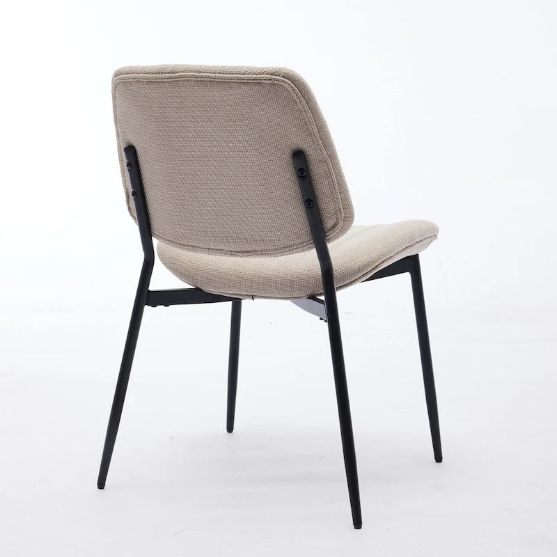 Chaises de salle à manger modernes sans accoudoirs, rembourrées, avec pieds en métal