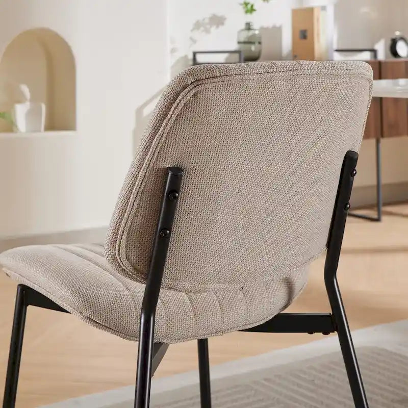 Chaises de salle à manger modernes sans accoudoirs, rembourrées, avec pieds en métal
