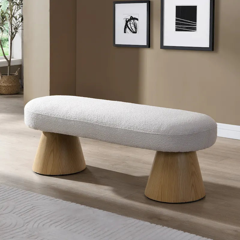 Banc de salle à manger rembourré, siège polyvalent pour entrée et chambre à coucher avec pieds en bois robustes
