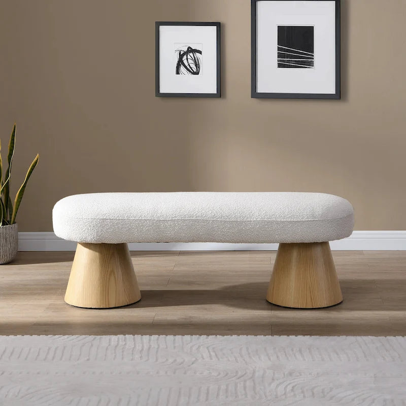 Banc de salle à manger rembourré, siège polyvalent pour entrée et chambre à coucher avec pieds en bois robustes