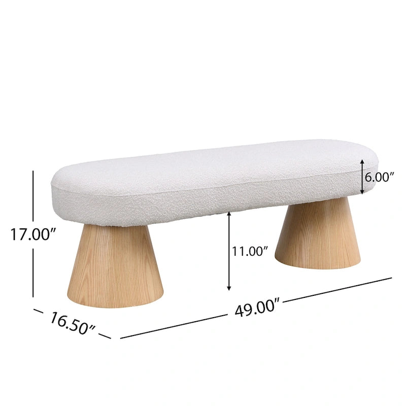 Banc de salle à manger rembourré, siège polyvalent pour entrée et chambre à coucher avec pieds en bois robustes