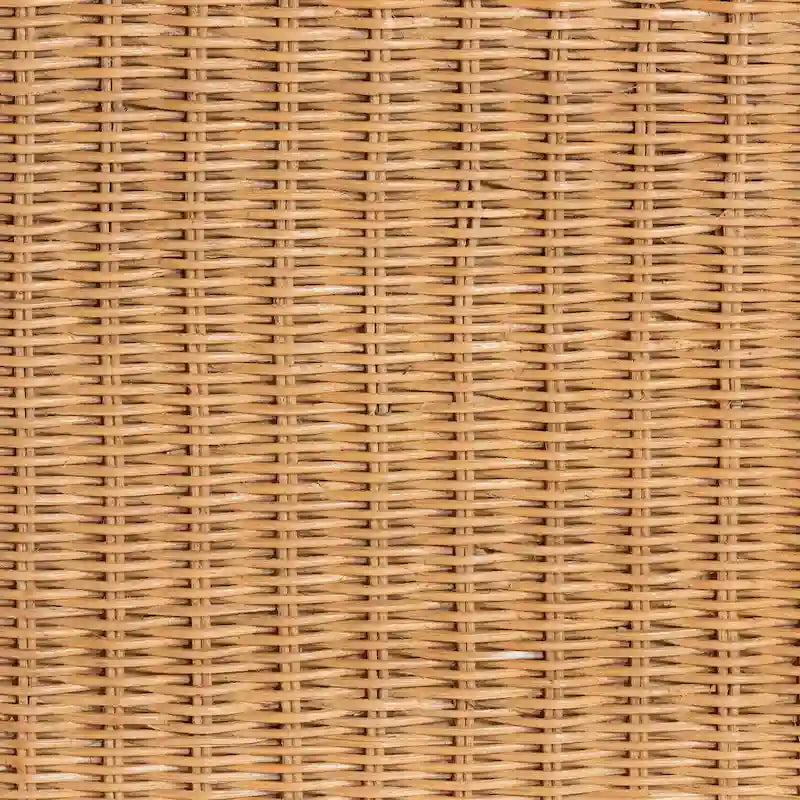 Repose-pieds en rotin naturel Palm Scallop avec coussin - Banc en osier tressé à la main pour salon ou chambre, style bohème côtier, rectangulaire