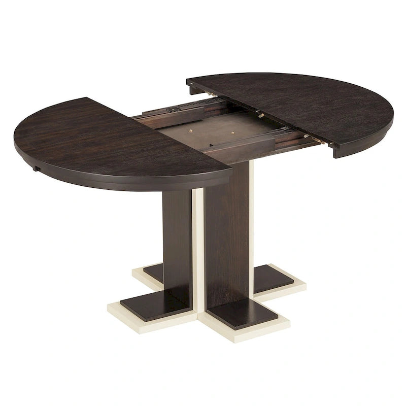 Table à manger ovale extensible vintage, table en bois massif pour 6 personnes dans la cuisine