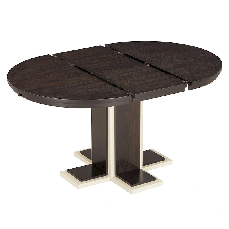 Table à manger ovale extensible vintage, table en bois massif pour 6 personnes dans la cuisine