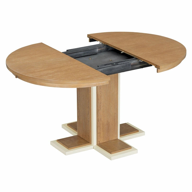 Table à manger ovale extensible vintage, table en bois massif pour 6 personnes dans la cuisine