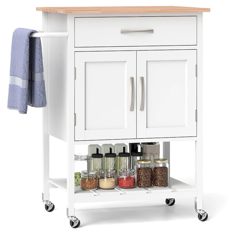 Dessertes de cuisine roulantes avec tiroir et armoire de rangement à 2 portes