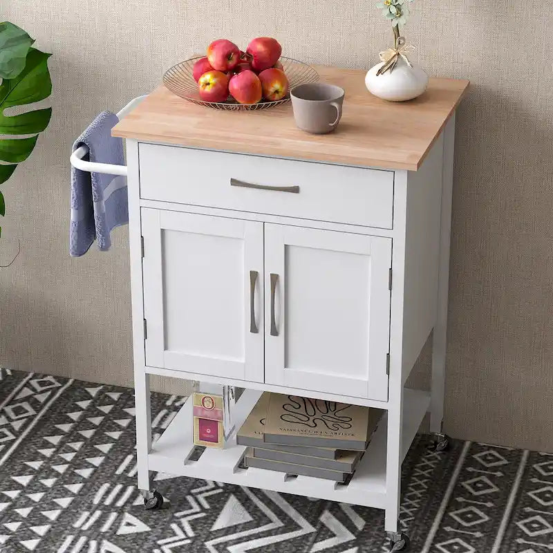 Dessertes de cuisine roulantes avec tiroir et armoire de rangement à 2 portes
