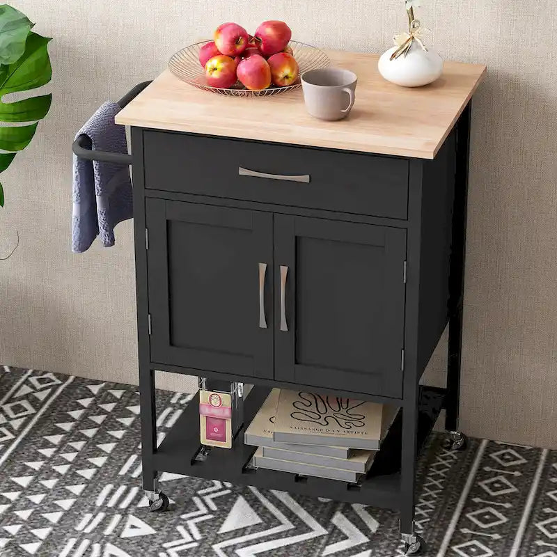 Dessertes de cuisine roulantes avec tiroir et armoire de rangement à 2 portes