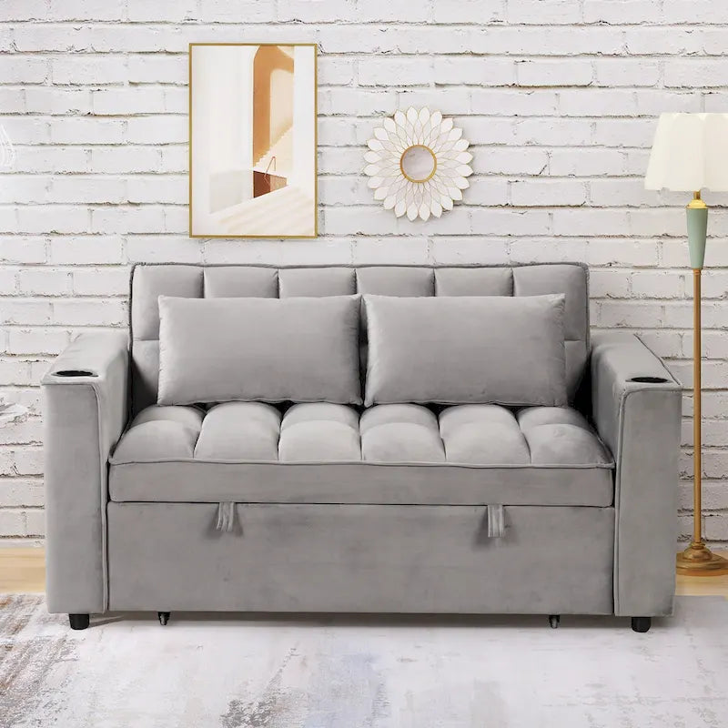 Canapé-lit multifonctionnel 4-en-1 avec porte-gobelet et port USB pour salon ou appartement