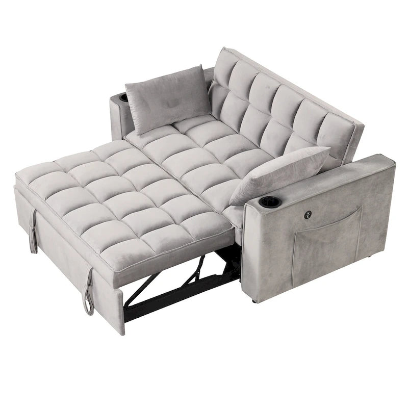 Canapé-lit multifonctionnel 4-en-1 avec porte-gobelet et port USB pour salon ou appartement