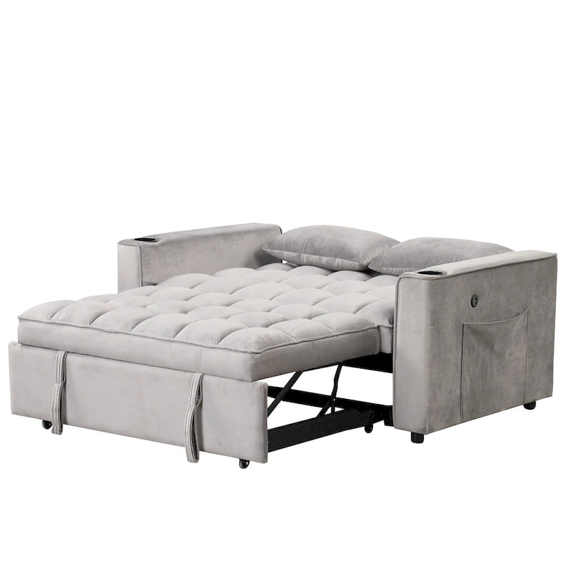 Canapé-lit multifonctionnel 4-en-1 avec porte-gobelet et port USB pour salon ou appartement