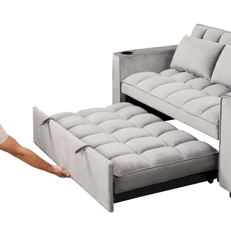Canapé-lit multifonctionnel 4-en-1 avec porte-gobelet et port USB pour salon ou appartement