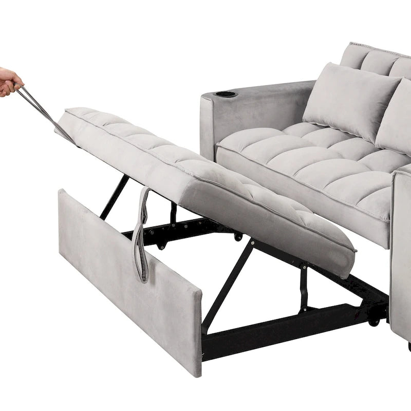 Canapé-lit multifonctionnel 4-en-1 avec porte-gobelet et port USB pour salon ou appartement