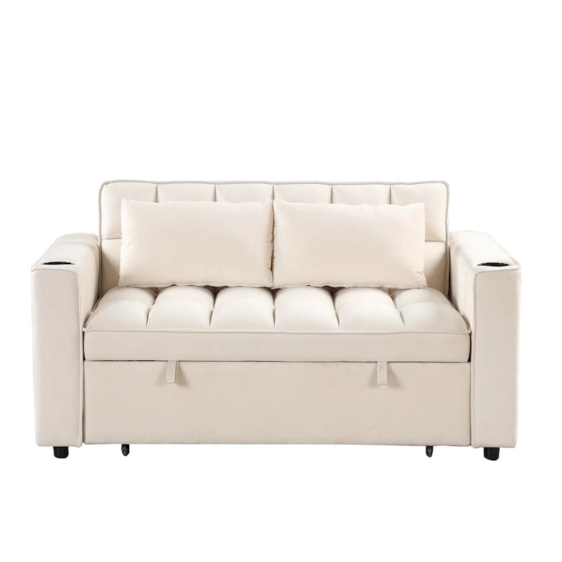 Canapé-lit multifonctionnel 4-en-1 avec porte-gobelet et port USB pour salon ou appartement