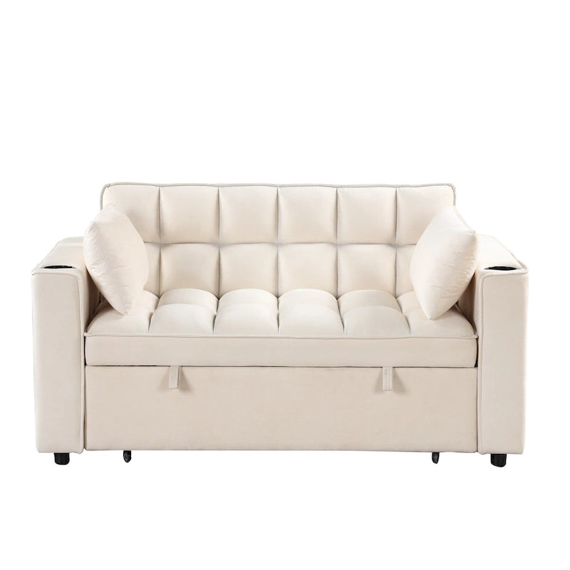 Canapé-lit multifonctionnel 4-en-1 avec porte-gobelet et port USB pour salon ou appartement