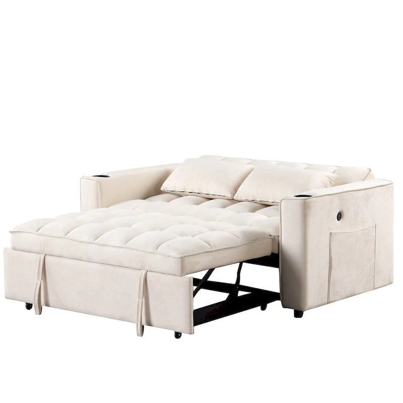 Canapé-lit multifonctionnel 4-en-1 avec porte-gobelet et port USB pour salon ou appartement