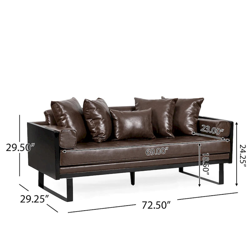 Causeuse surdimensionnée en similicuir avec coussins décoratifs