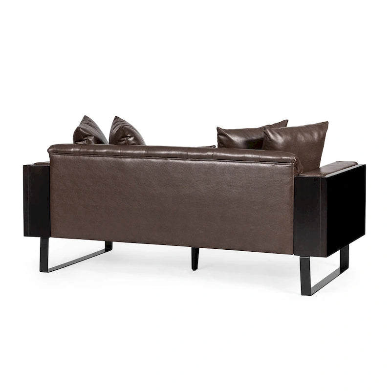 Causeuse surdimensionnée en similicuir avec coussins décoratifs