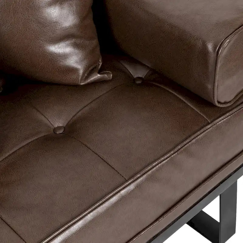Causeuse surdimensionnée en similicuir avec coussins décoratifs