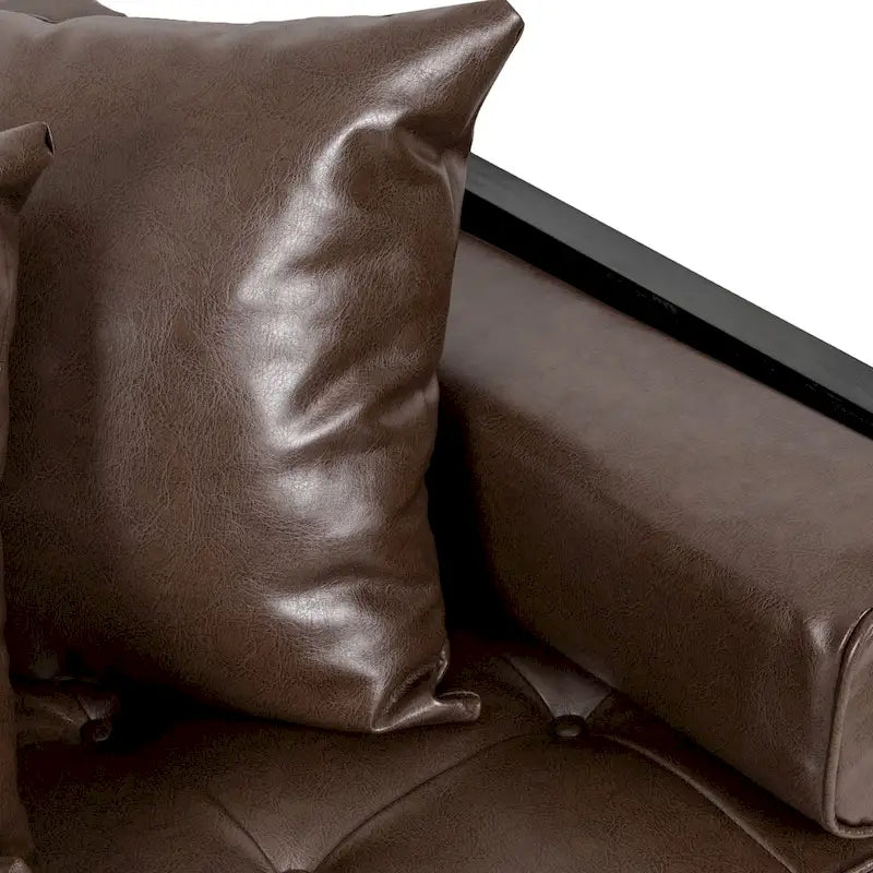 Causeuse surdimensionnée en similicuir avec coussins décoratifs