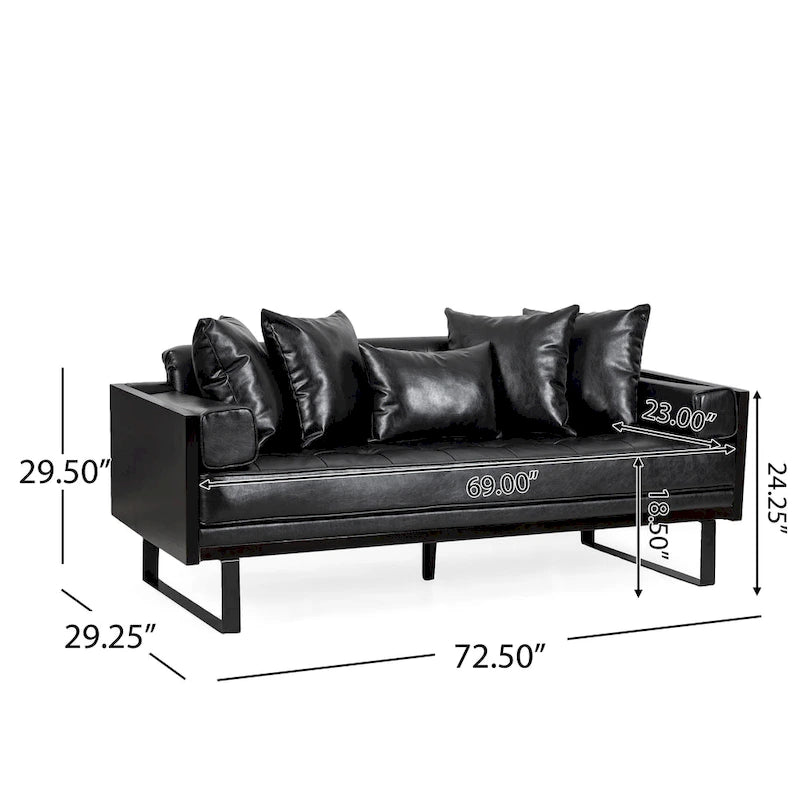 Causeuse surdimensionnée en similicuir avec coussins décoratifs