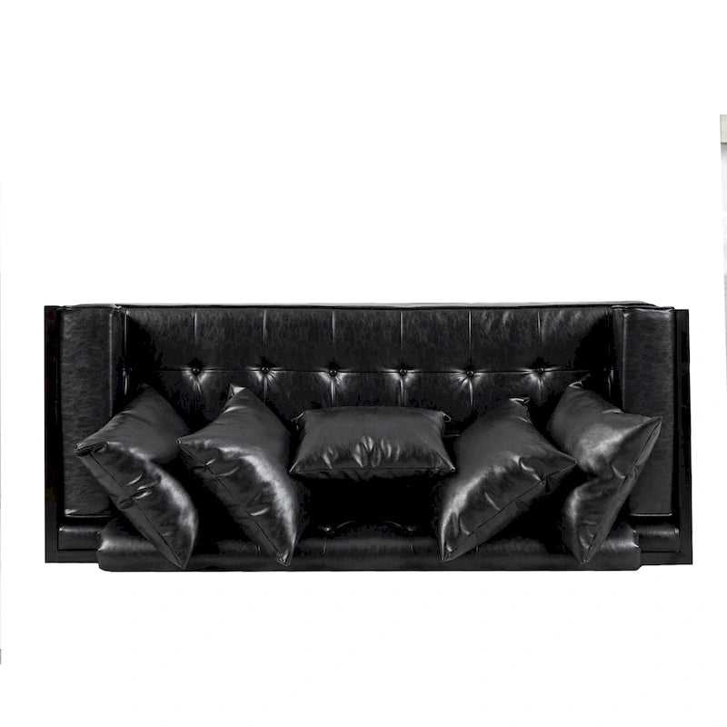 Causeuse surdimensionnée en similicuir avec coussins décoratifs