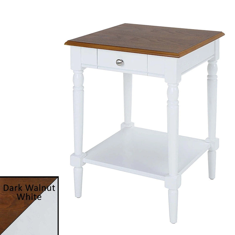 Table d'appoint 1 tiroir avec étagère, style campagne française