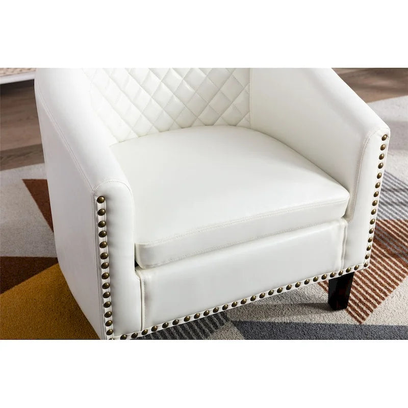 Fauteuil d'appoint avec clous décoratifs et pieds en bois massif pour salon