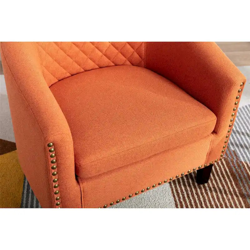 Fauteuil d'appoint avec clous décoratifs et pieds en bois massif pour salon