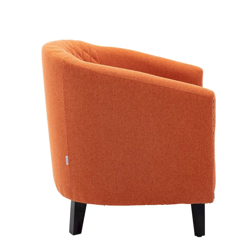 Fauteuil d'appoint avec clous décoratifs et pieds en bois massif pour salon