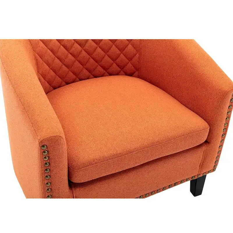 Fauteuil d'appoint avec clous décoratifs et pieds en bois massif pour salon