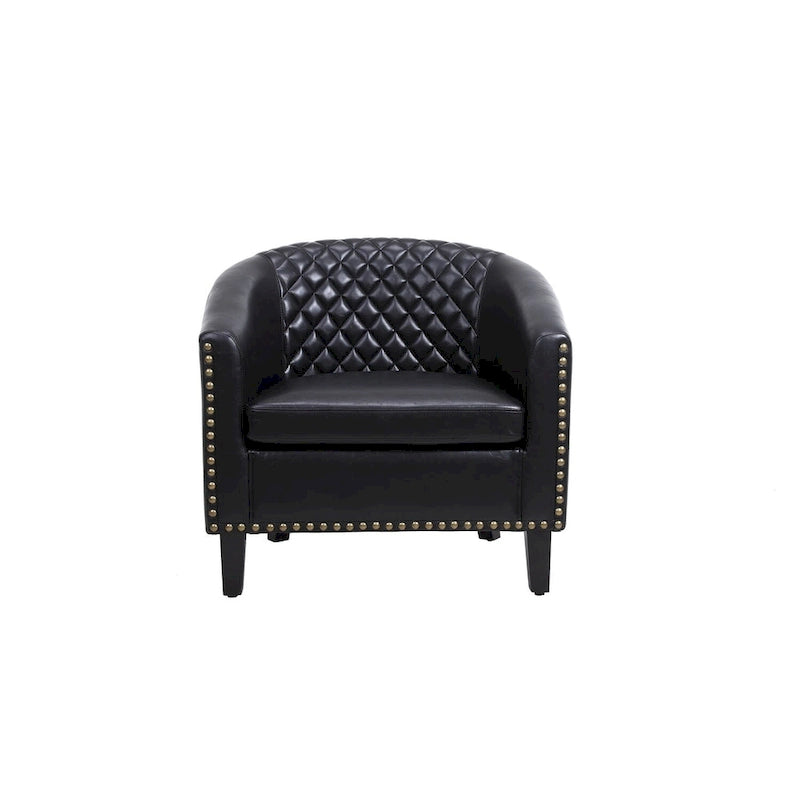 Fauteuil d'appoint avec clous décoratifs et pieds en bois massif pour salon