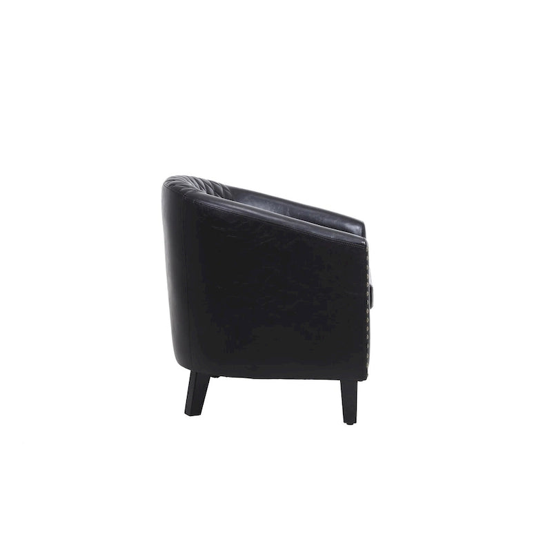 Fauteuil d'appoint avec clous décoratifs et pieds en bois massif pour salon